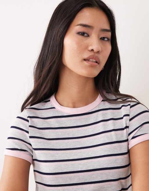 ASOS DESIGN - Kortærmet top med striber, 3 af 4