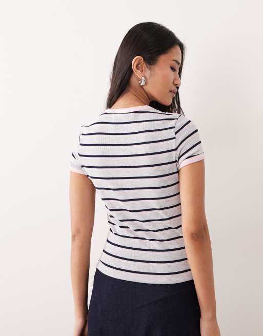 ASOS DESIGN - Kortærmet top med striber, 4 af 4