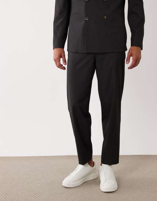 ASOS DESIGN kostymbyxor i grått med avslappnad avsmalnande passform, 2 av 5