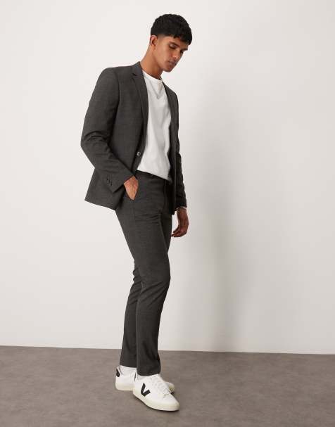 ASOS DESIGN – Kostymbyxor med spräcklig textur i extra smal passform - view 1