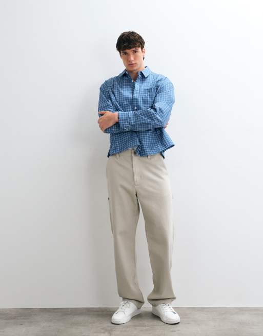 ASOS DESIGN koszula boxy oversize w drobną kratkę w kolorze niebieskim, 4 z 5