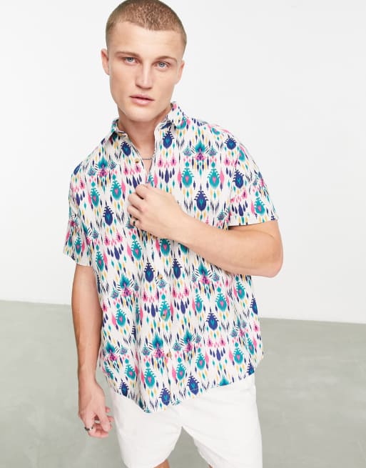 ASOS DESIGN – Koszula o luźnym kroju w kolorowy aztecki wzór