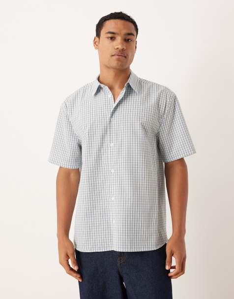 ASOS DESIGN relaxed shirt in blue check