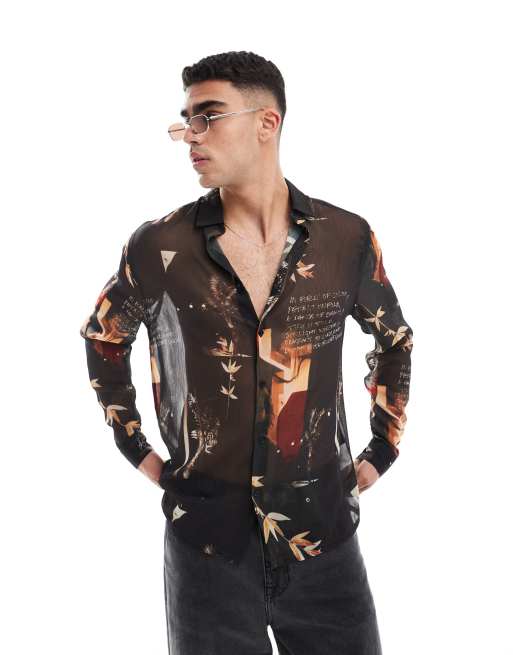 ASOS DESIGN – Koszula o luźnym kroju z fotograficznym wzorem z kolażem 