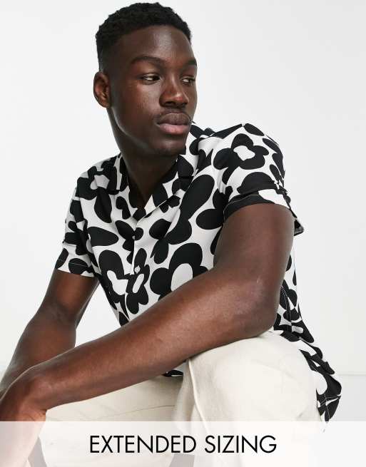 ASOS DESIGN – Koszula o luźnym kroju z kołnierzykiem kubańskim w kwiatowy wzór