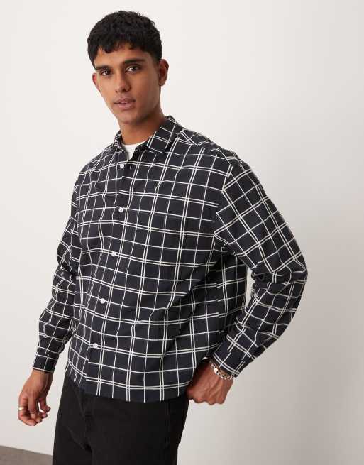ASOS DESIGN – Koszula oversize o pudełkowym kroju w czarno-biała kratkę