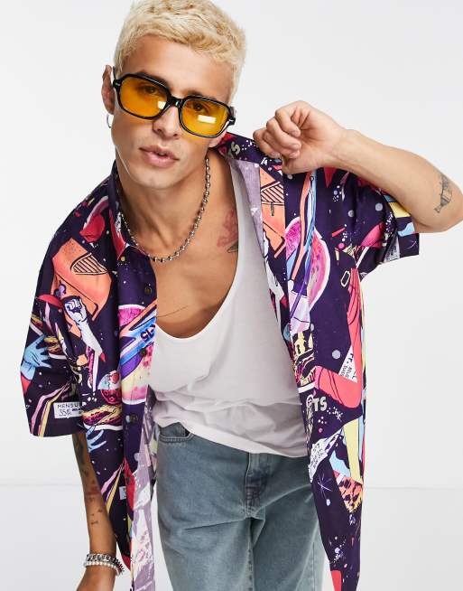 ASOS DESIGN – Koszula oversize o pudełkowym kroju w kosmiczny wzór