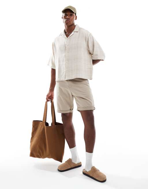 ASOS DESIGN – Koszula oversize o pudełkowym kroju w neutralną kratkę o koszykowym splocie, 2 z 4
