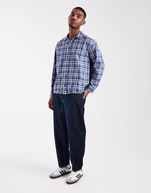 ASOS DESIGN – Koszula oversize o pudełkowym kroju w niebieską kratkę z haftem, 2 z 5