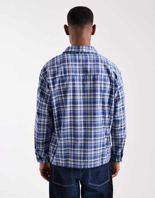 ASOS DESIGN – Koszula oversize o pudełkowym kroju w niebieską kratkę z haftem, 3 z 5