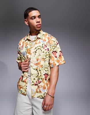 ASOS DESIGN – Koszula oversize o pudełkowym kroju we wzór w neutralnym kolorze - view 1