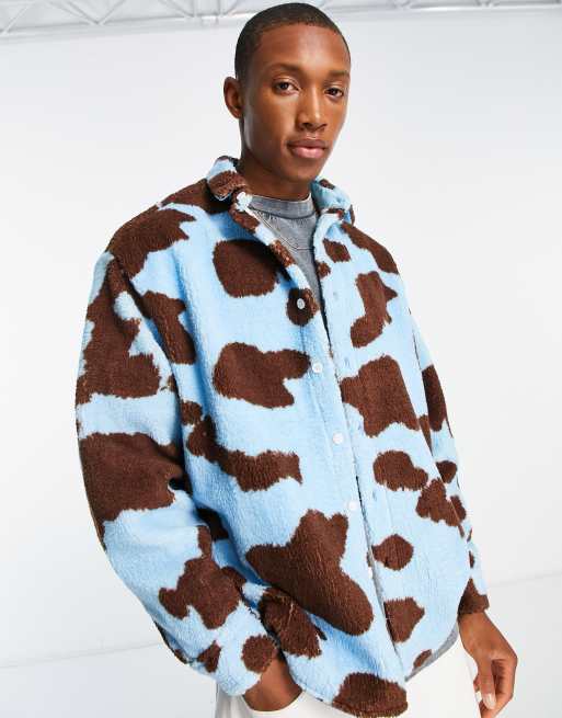 ASOS DESIGN – Koszula oversize o pudełkowym kroju z kożuszka w krowie łaty