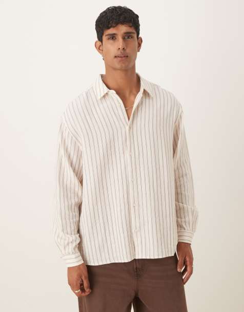 ASOS DESIGN oversized shirt in brown stripe