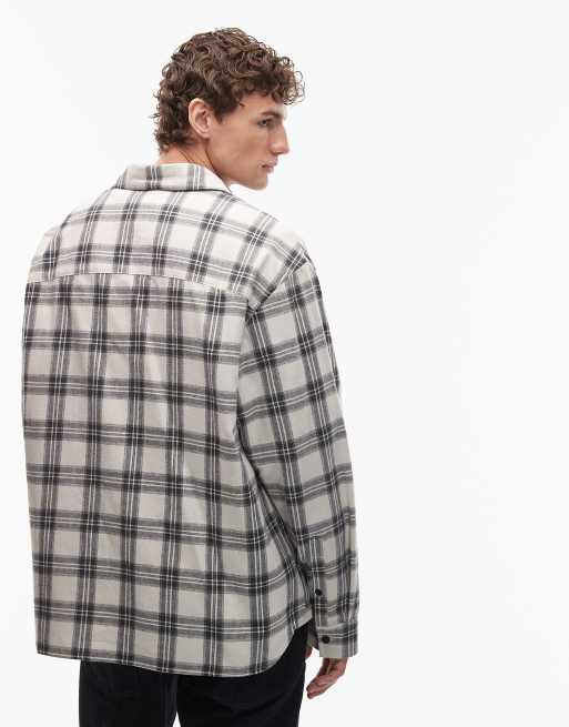 ASOS DESIGN – Koszula oversize w czarno-beżową kratkę, 3 z 6