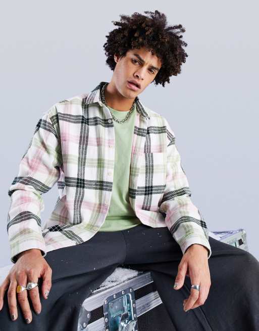 ASOS DESIGN – Koszula oversize w kratę w stylu lat 90. ze szczotkowanej flaneli