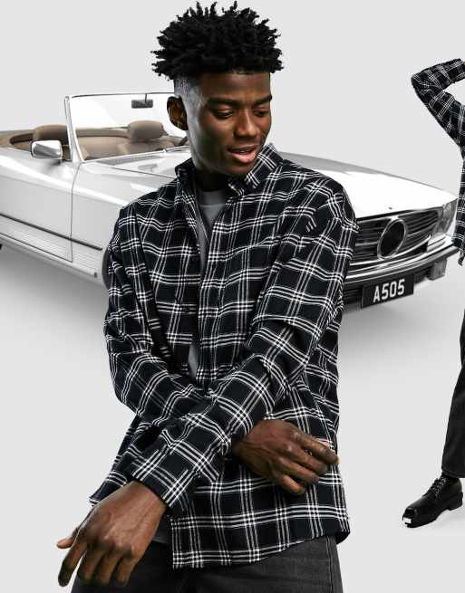 ASOS DESIGN – Koszula oversize w kratę w stylu lat 90. ze szczotkowanej flaneli