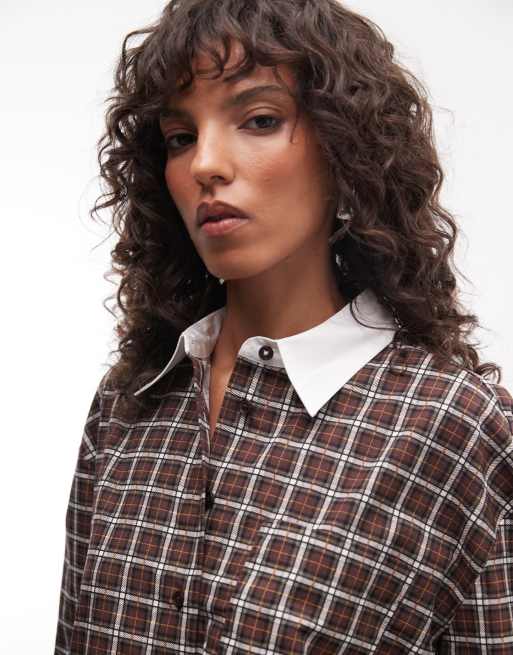 ASOS DESIGN koszula oversize w kratę z kontrastowym kołnierzykiem, 3 z 4