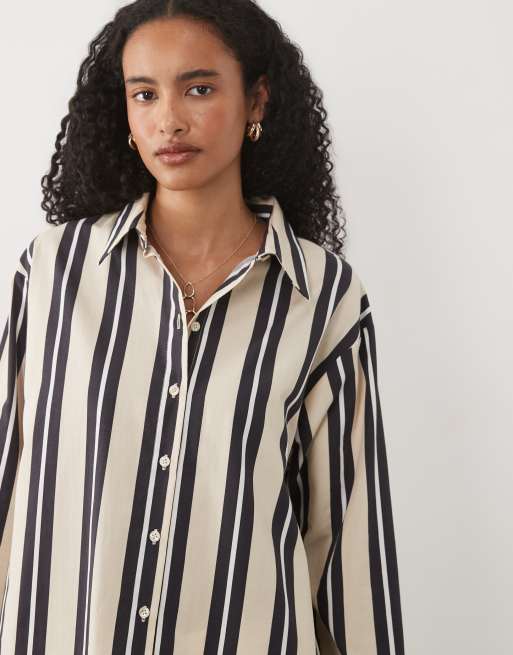 ASOS DESIGN koszula oversize w paski w kolorze buttermilk, 4 z 4