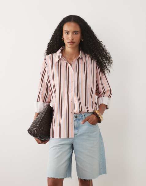 ASOS DESIGN koszula oversize w różowe paski - view 1
