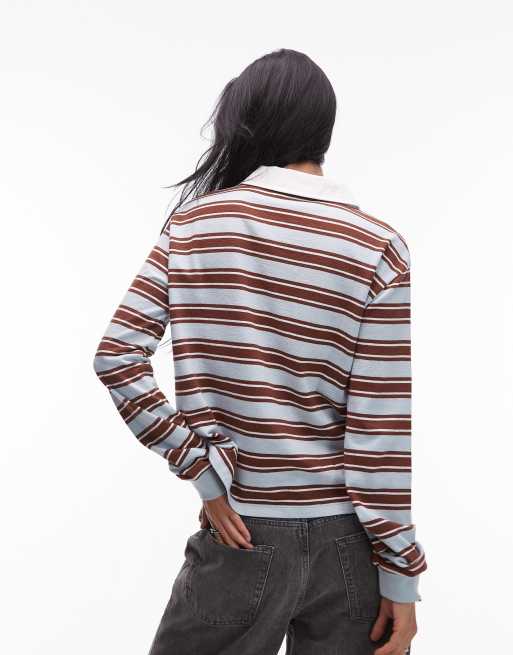 ASOS DESIGN – Koszula oversize w stylu rugby w fakturowane niebieskie paski, 4 z 4