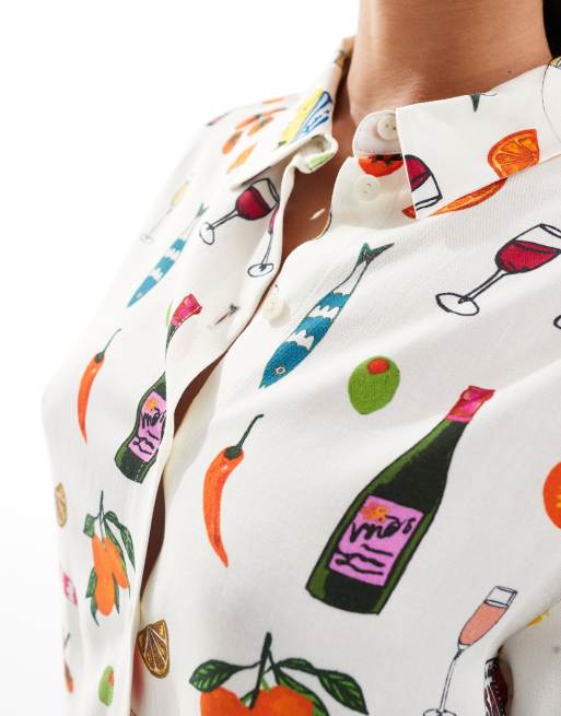 ASOS DESIGN – Koszula oversize w wakacyjny wzór, część zestawu, 3 z 4