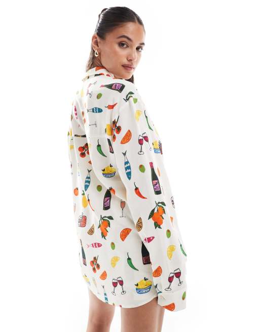 ASOS DESIGN – Koszula oversize w wakacyjny wzór, część zestawu, 4 z 4