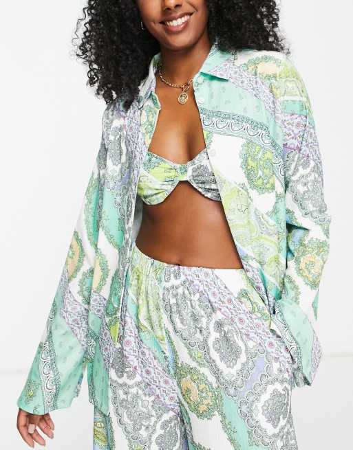 ASOS DESIGN – Koszula oversize z fakturowanego dżerseju ze wzorem paisley, część zestawu