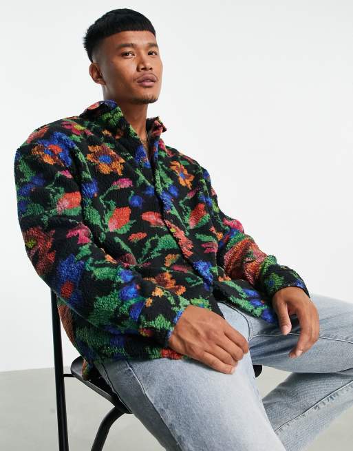 ASOS DESIGN – Koszula oversize z kożuszka w kwiatowy wzór w stylu lat 90.