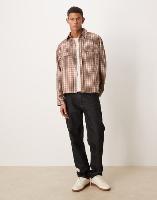 ASOS DESIGN – Koszula oversize z pojemnymi kieszeniami w brązową kratę, 2 z 5