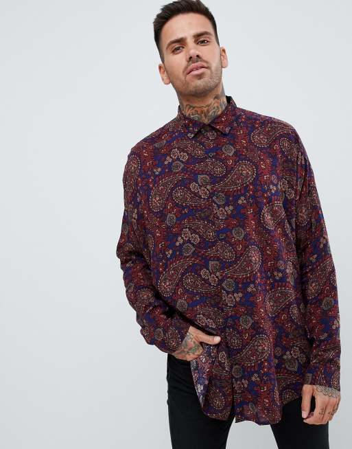 ASOS DESIGN – Koszula oversize z wiskozy ze wzorem paisley w stylu lat 90.