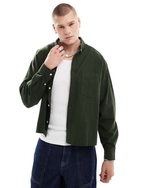 ASOS DESIGN – Koszula oxford o pudełkowym kroju oversize w kolorze butelkowej zieleni