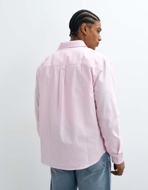 ASOS DESIGN koszula oxford w paski, jasnoróżowa, luźny krój, 2 z 5