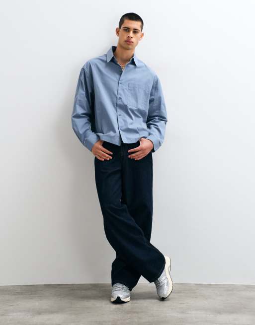 ASOS DESIGN koszula popelinowa boxy oversize w kolorze niebieskim, 2 z 5