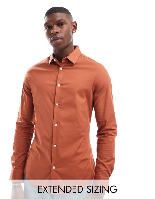  ASOS DESIGN – Koszula popelinowa o obcisłym kroju, z kwadratowym kołnierzykiem, w kolorze tabaki