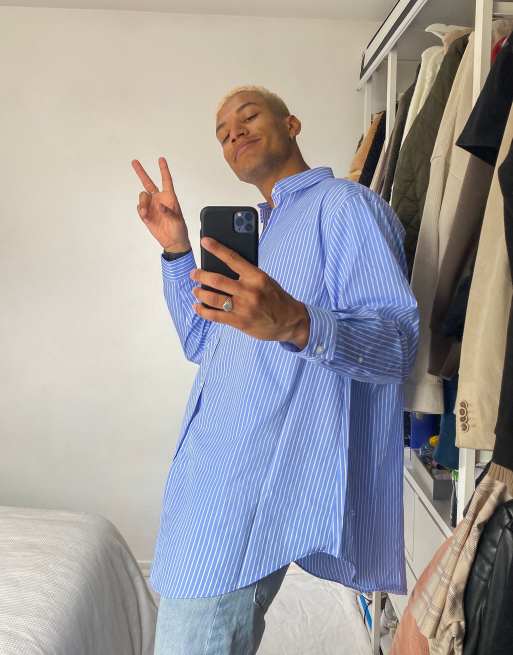 ASOS DESIGN – Koszula super oversize w biało-niebieskie paski
