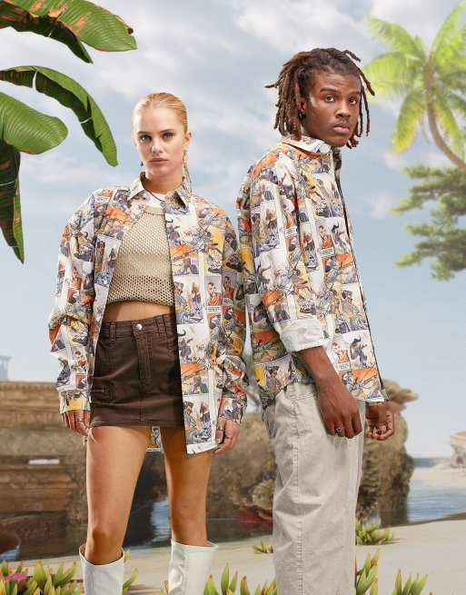 ASOS DESIGN – Koszula unisex nadrukiem komiksowym „Horizon” w stylu lat 90.