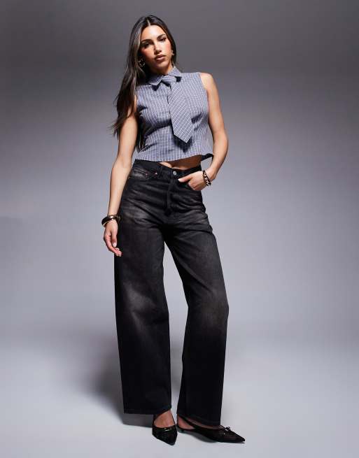 ASOS DESIGN – Koszula w kratę bez rękawów z ozdobnym wiązaniem, 2 z 4