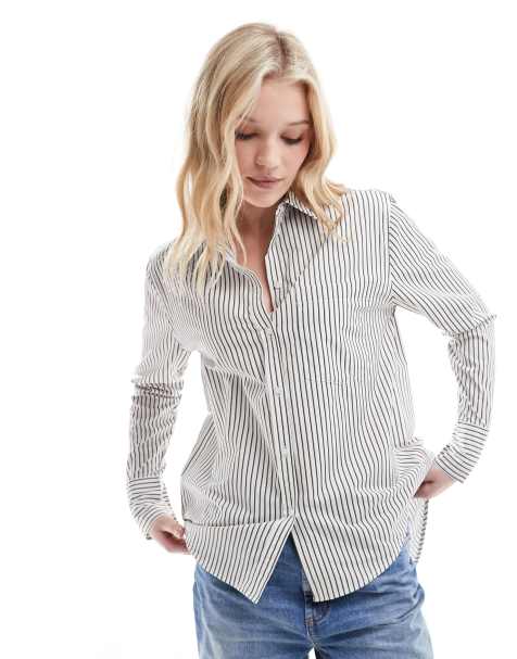 ASOS DESIGN – Koszula w paski z kopertowym tyłem - view 1