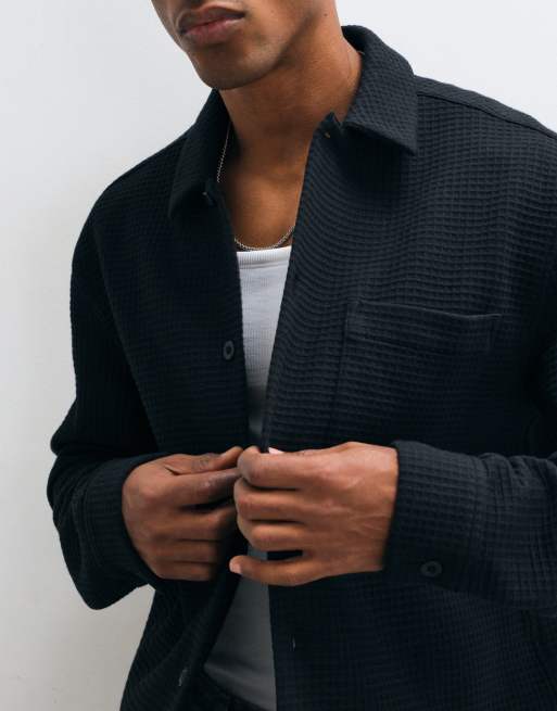 ASOS DESIGN koszula wierzchnia o fakturze waflowej w czerni, 5 z 10