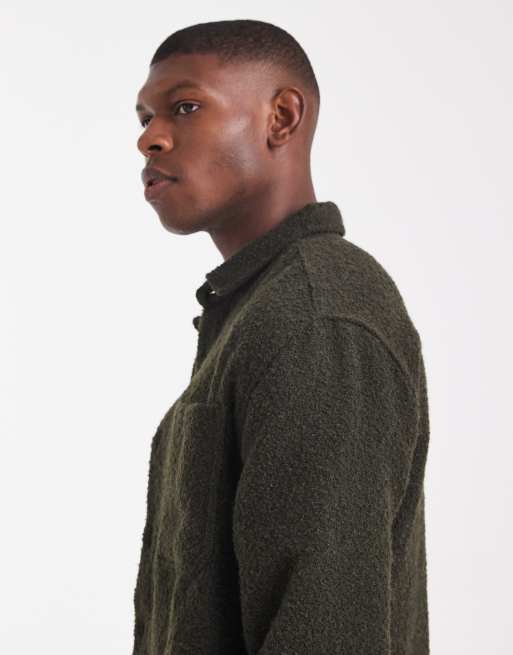 ASOS DESIGN – Koszula wierzchnia z tkaniny boucle w kolorze khaki, 4 z 5