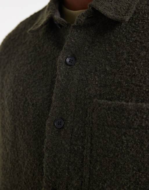 ASOS DESIGN – Koszula wierzchnia z tkaniny boucle w kolorze khaki, 5 z 5