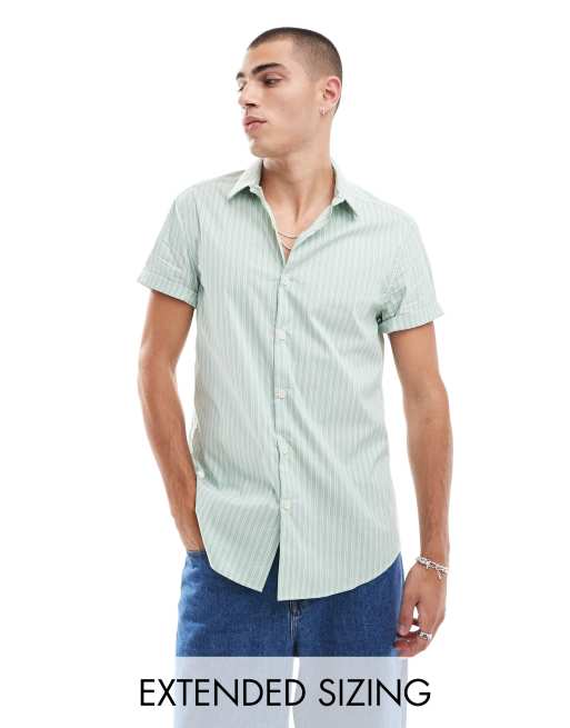 ASOS DESIGN – Koszula work o dopasowanym kroju w zielono-białe paski