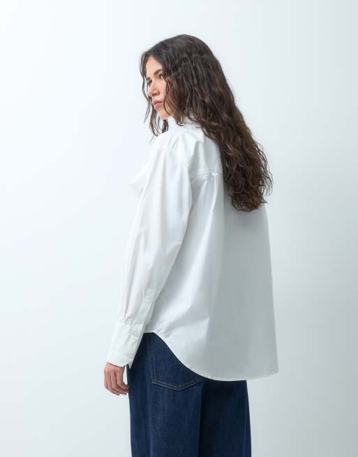 ASOS DESIGN koszula z dużą kokardą przy szyi w kolorze białym, 5 z 5