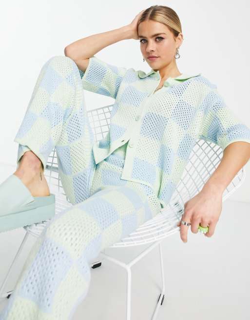 ASOS DESIGN – Koszula z dzianiny ażurowej w szachownicę, część zestawu