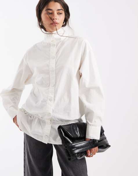 ASOS DESIGN koszula z golfem i baskinką w kolorze ivory - view 1