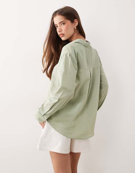 ASOS DESIGN – Koszula z mieszanki lnu w kolorze khaki, 2 z 4