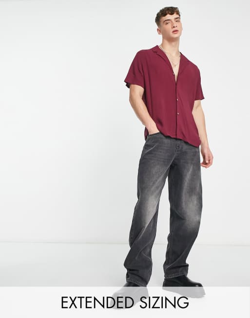 ASOS DESIGN – Koszula z wiskozy o luźnym kroju z kołnierzykiem rewersowym w kolorze jagodowym