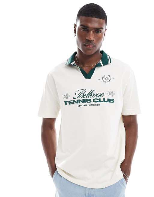 ASOS DESIGN – Koszulka polo o luźnym fasonie z nadrukiem na piersi