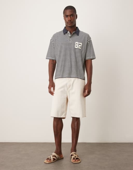 ASOS DESIGN – Koszulka polo o pudełkowym kroju oversize w czarno-białe paski, 4 z 4