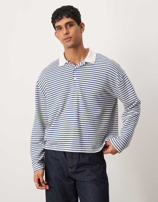 ASOS DESIGN – Koszulka polo o pudełkowym kroju oversize z długimi rękawami w paski